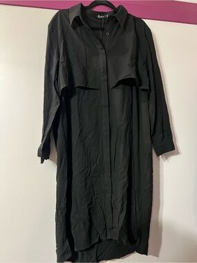 Black Long Collared Shirt Dress